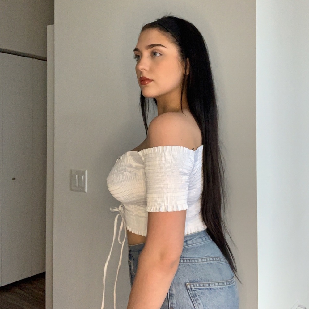 White Corset Off The Shoulder Top - Picture 2 of 3